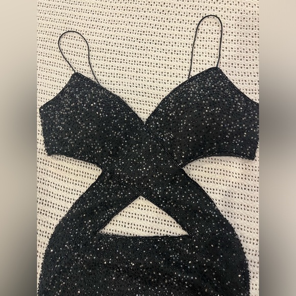 Vintage 90’s 100% Silk Beaded Dress Silk Dress Backless Gown Prom Black Cher - Picture 9 of 16